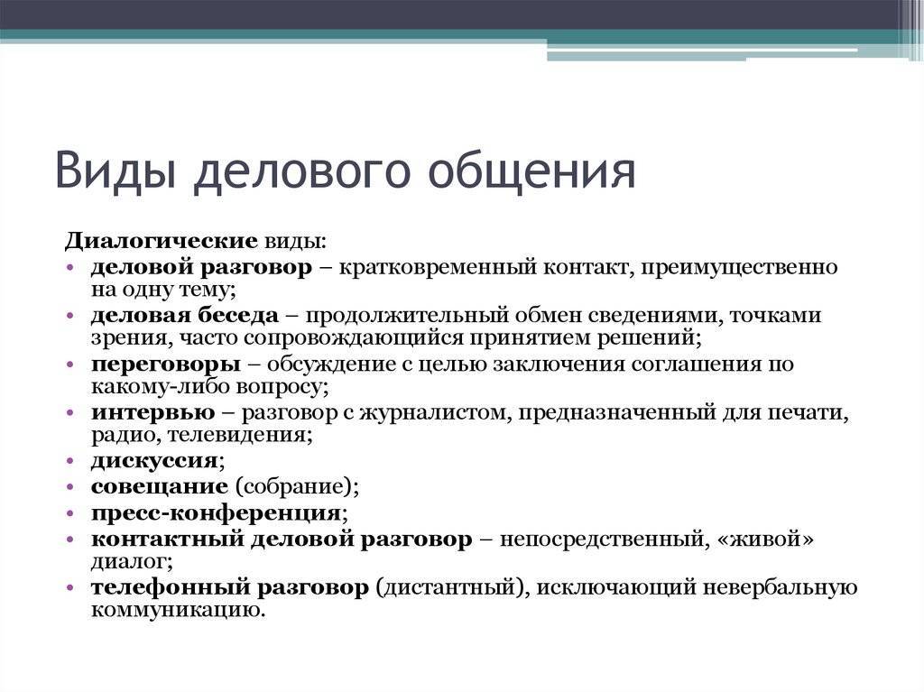 Понятие и виды делового общения презентация