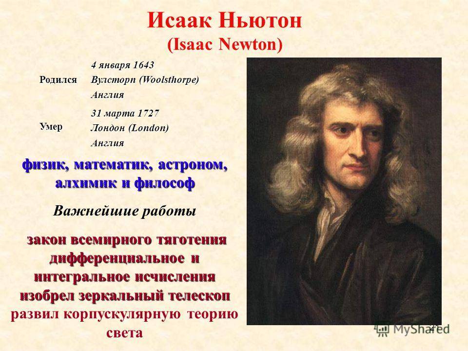 Что создал ньютон. Сообщение о Ньютоне.