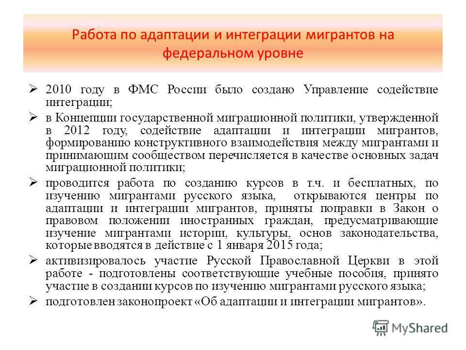 Адаптация и интеграция иностранных граждан в российской федерации.