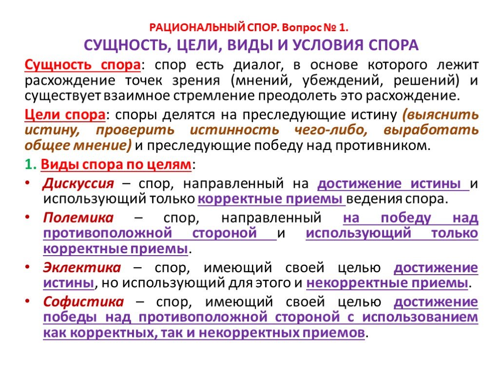 33. спор и его виды. риторика