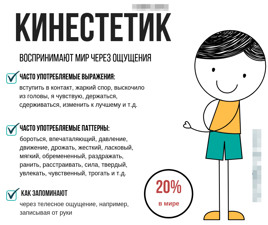 Кинестетик - кто это? описание, определение особенностей характера кинестетика