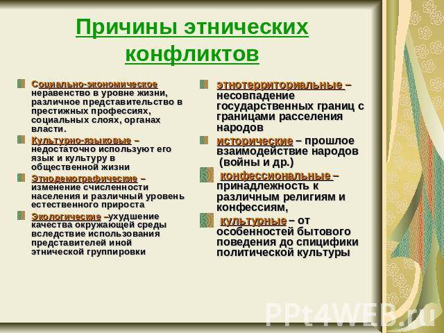 Виды межнациональных конфликтов и примеры — отношения