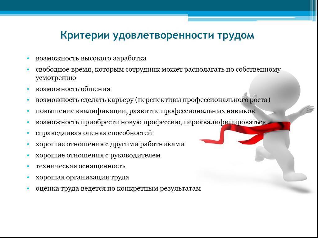 Факторы организации труда. Критерии удовлетворенности трудом. Критерий удовлетворенности персонала. Критерии удовлетворенности сотрудника. Оценка удовлетворенности трудом персонала.