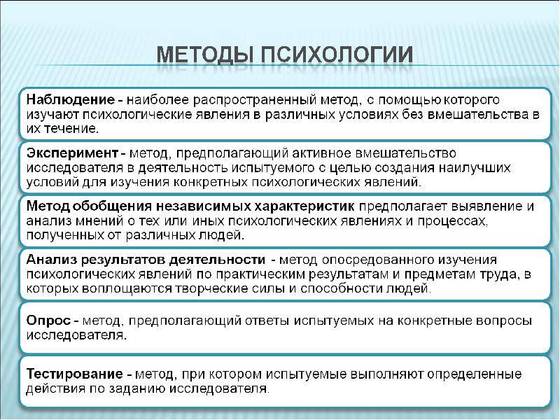 Методы исследования в психологии - виды и сводная таблица