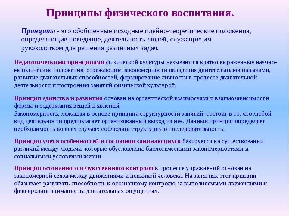 Основные принципы физического воспитания: кратко